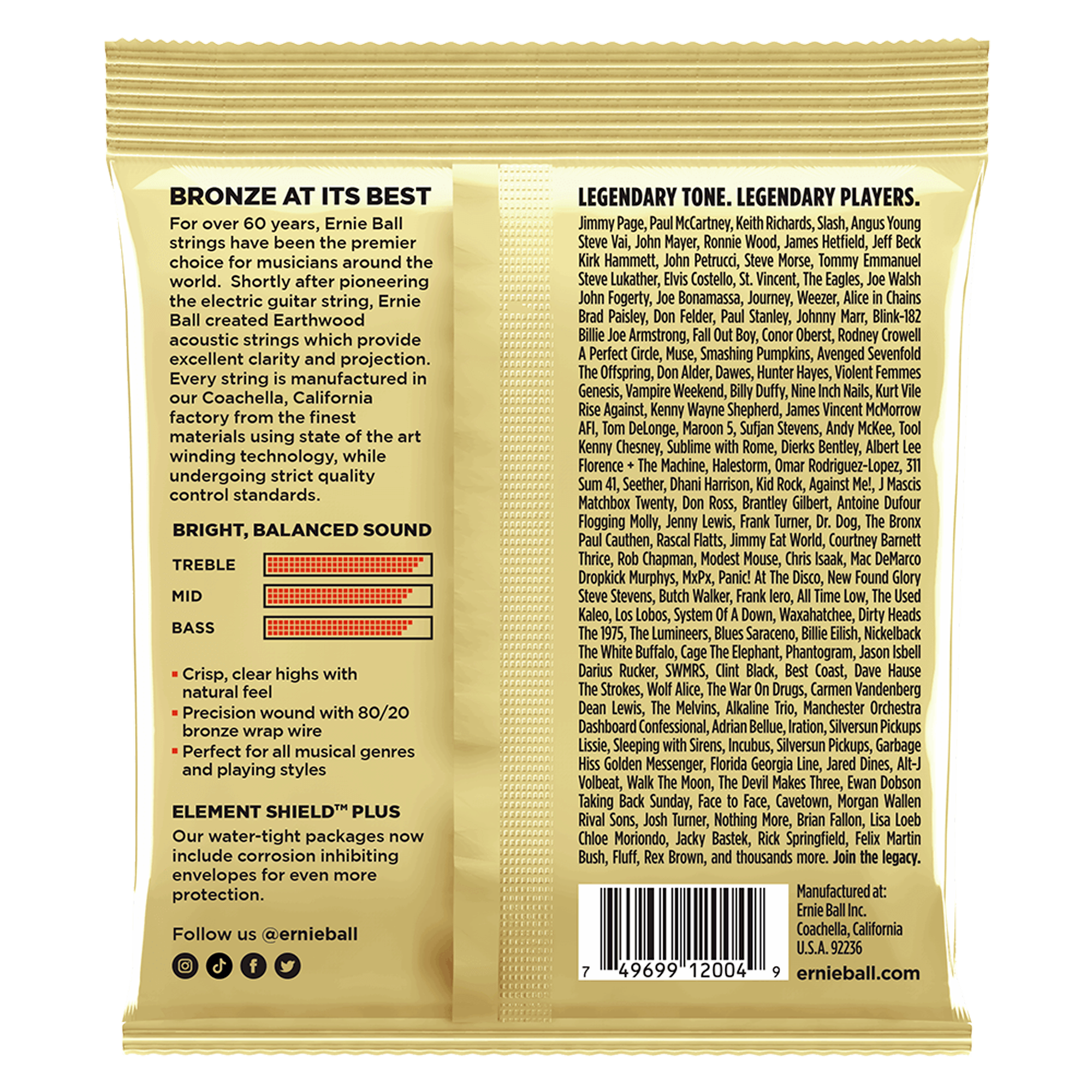 Set de cuerdas Ernie Ball guitarra acústica metal - 2004