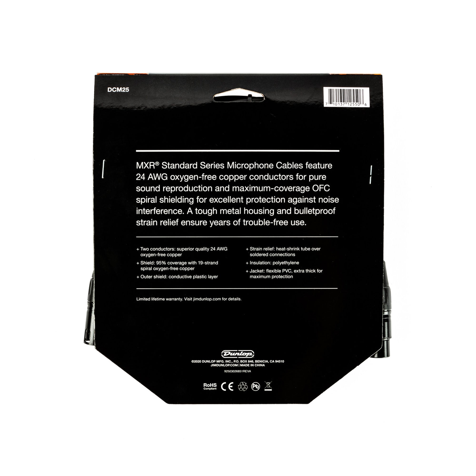 Cable de Micrófono XLR-XLR Dunlop de 7.6m - DCM25