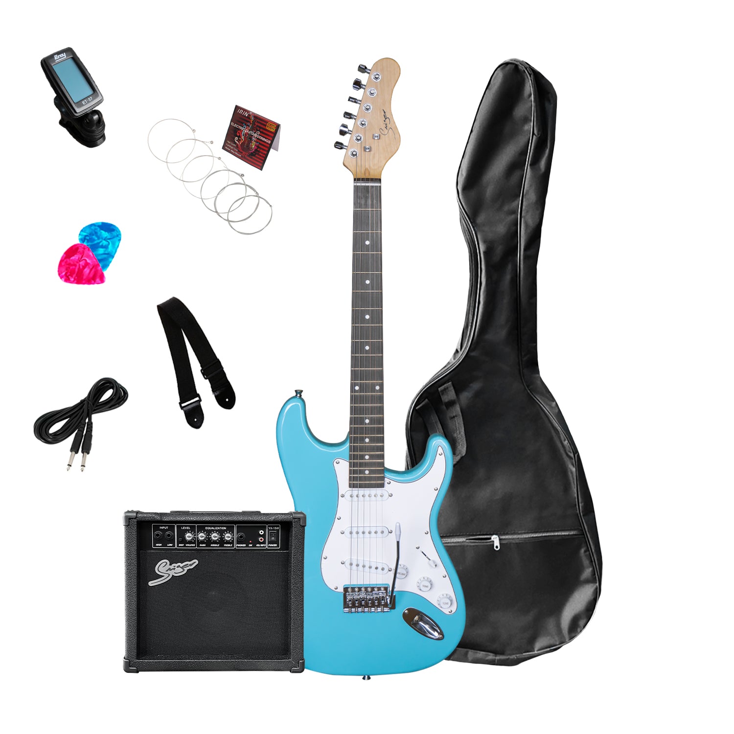 Pack Guitarra Eléctrica Smiger Celeste