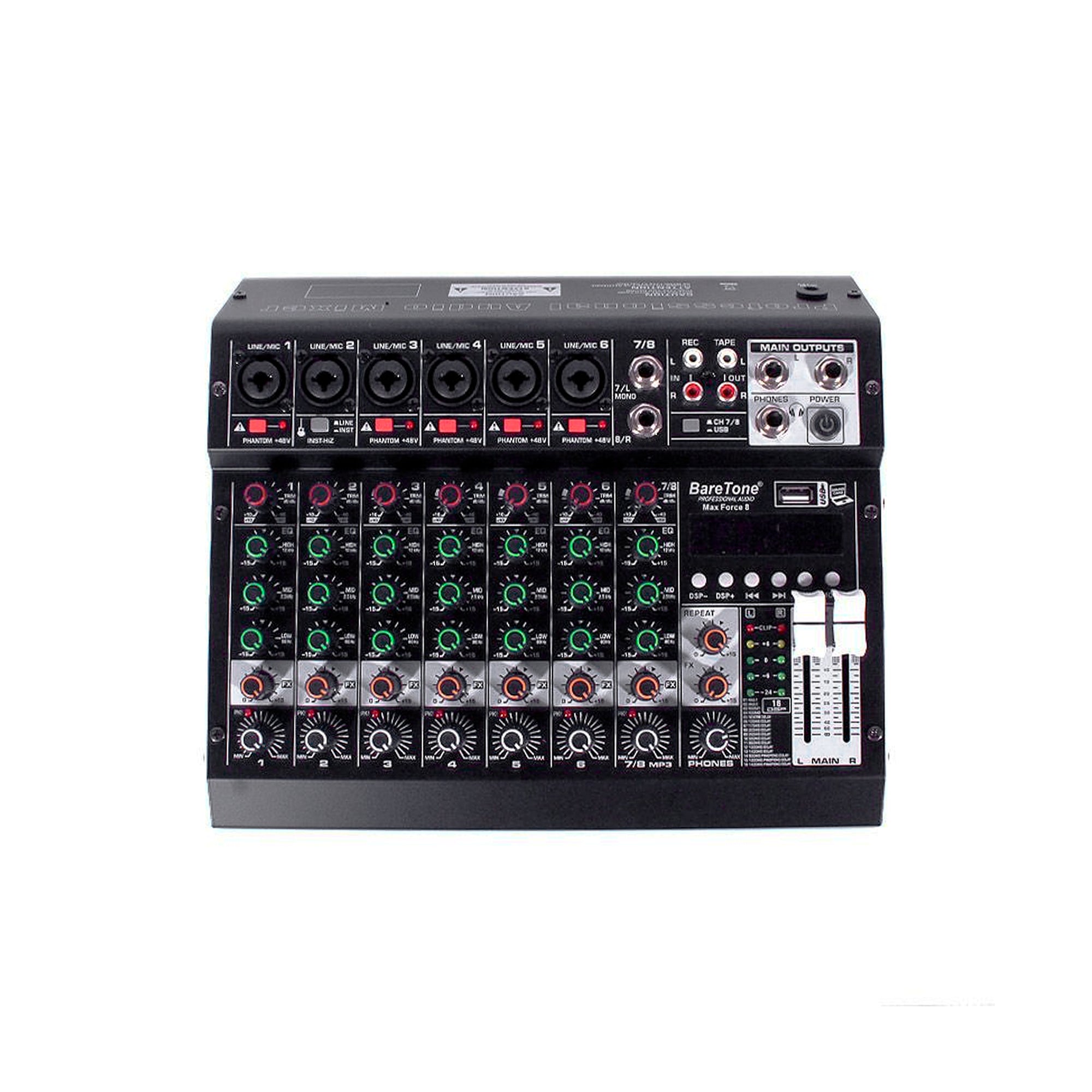 Mezcladora de audio de 8 canales Baretone - MAX FORCE 8
