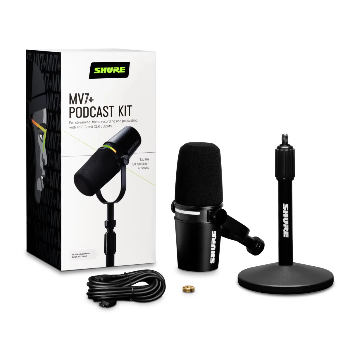 Micrófono dinámico para podcast Shure - MV7+K-BNDL