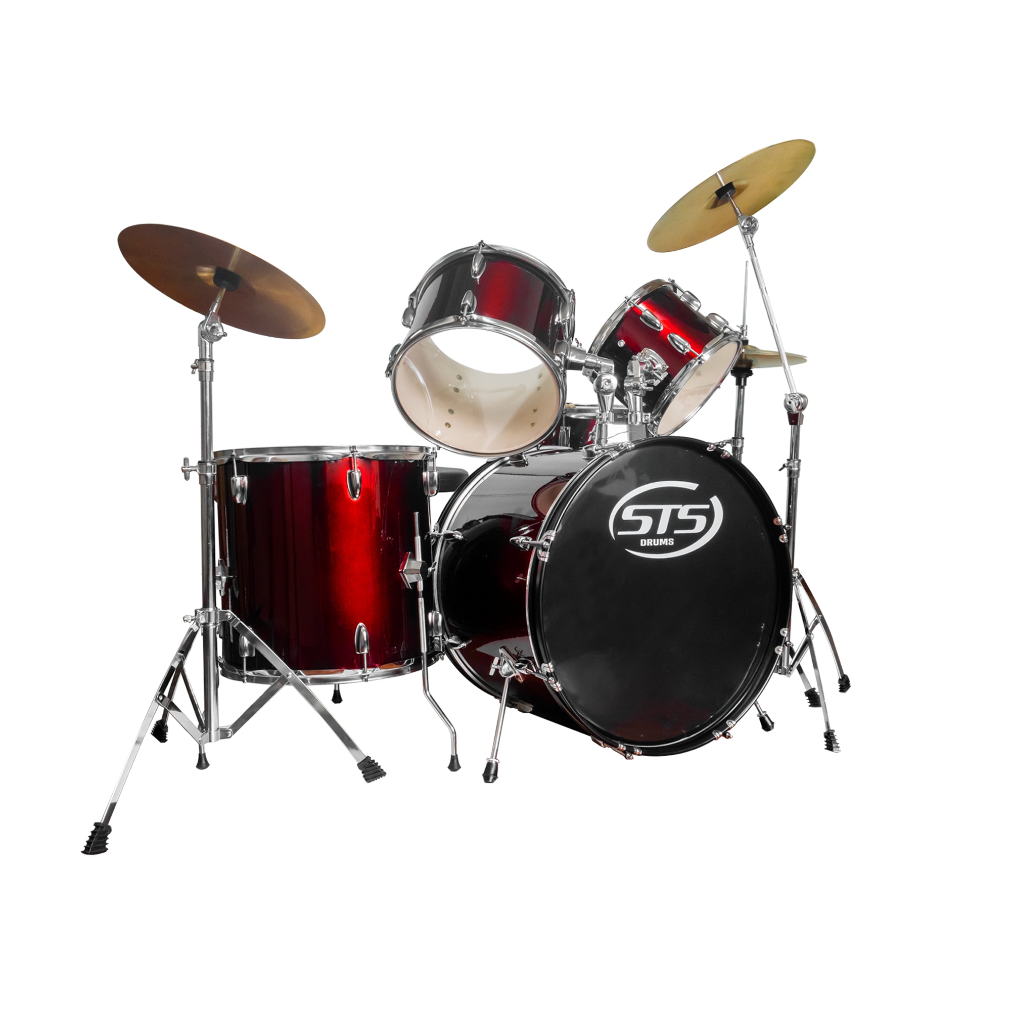 Batería Acústica STS de 5 piezas color Rojo