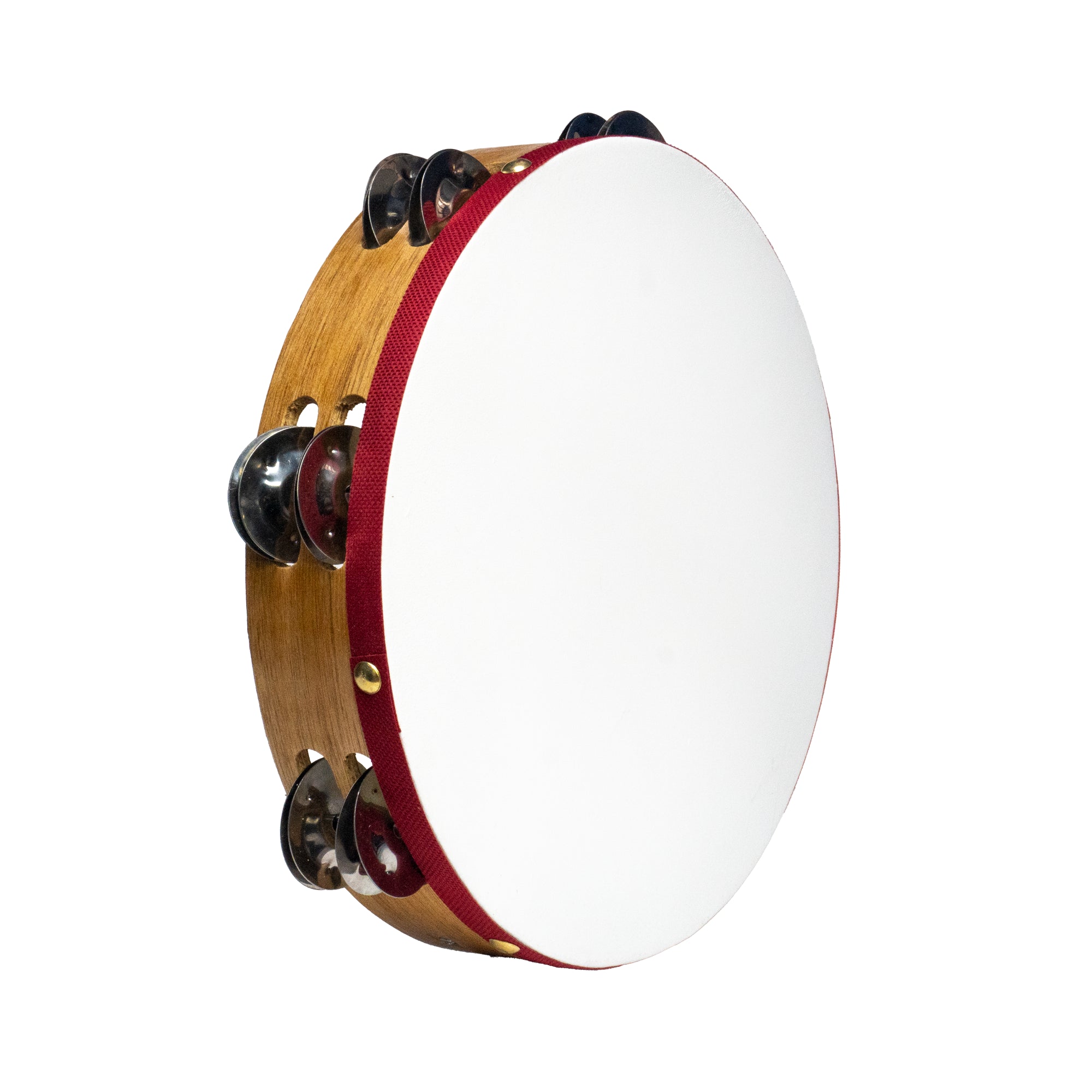 Pandereta de madera con cuero de 7 chapas dobles