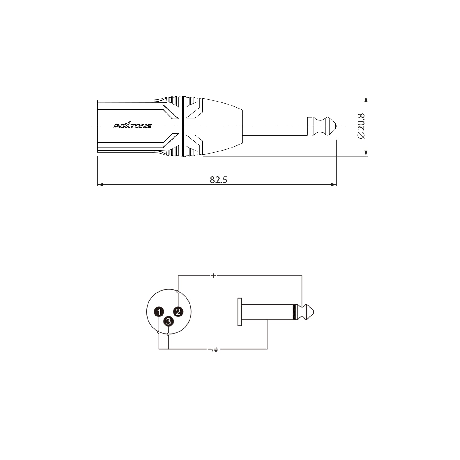 Adaptador XLR Macho Roxtone - RA2XMJM