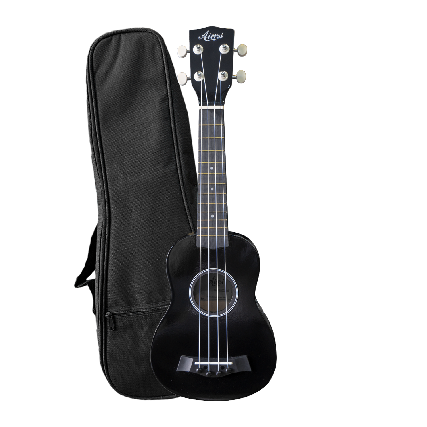 Ukelele Soprano Aiersi con Brillo - Negro